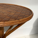 Table basse rotin et châtaignier