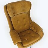 Fauteuil lounge pivotant restauré de Up Zavody, Tchéquie, 1970