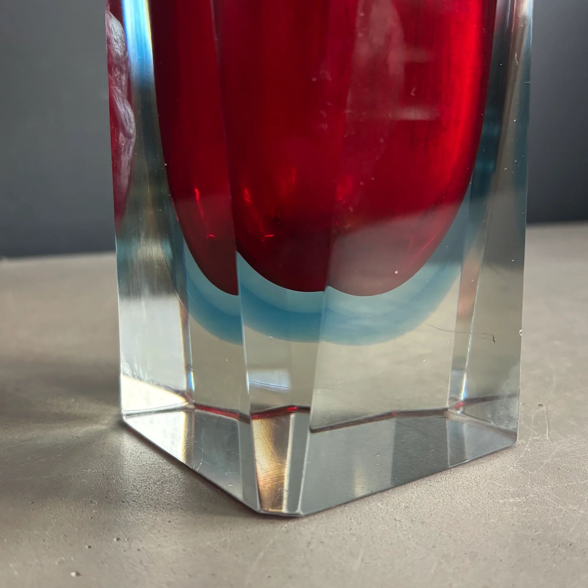 Murano vase sommerso large model red and blue - Mandruzzato - 1970s