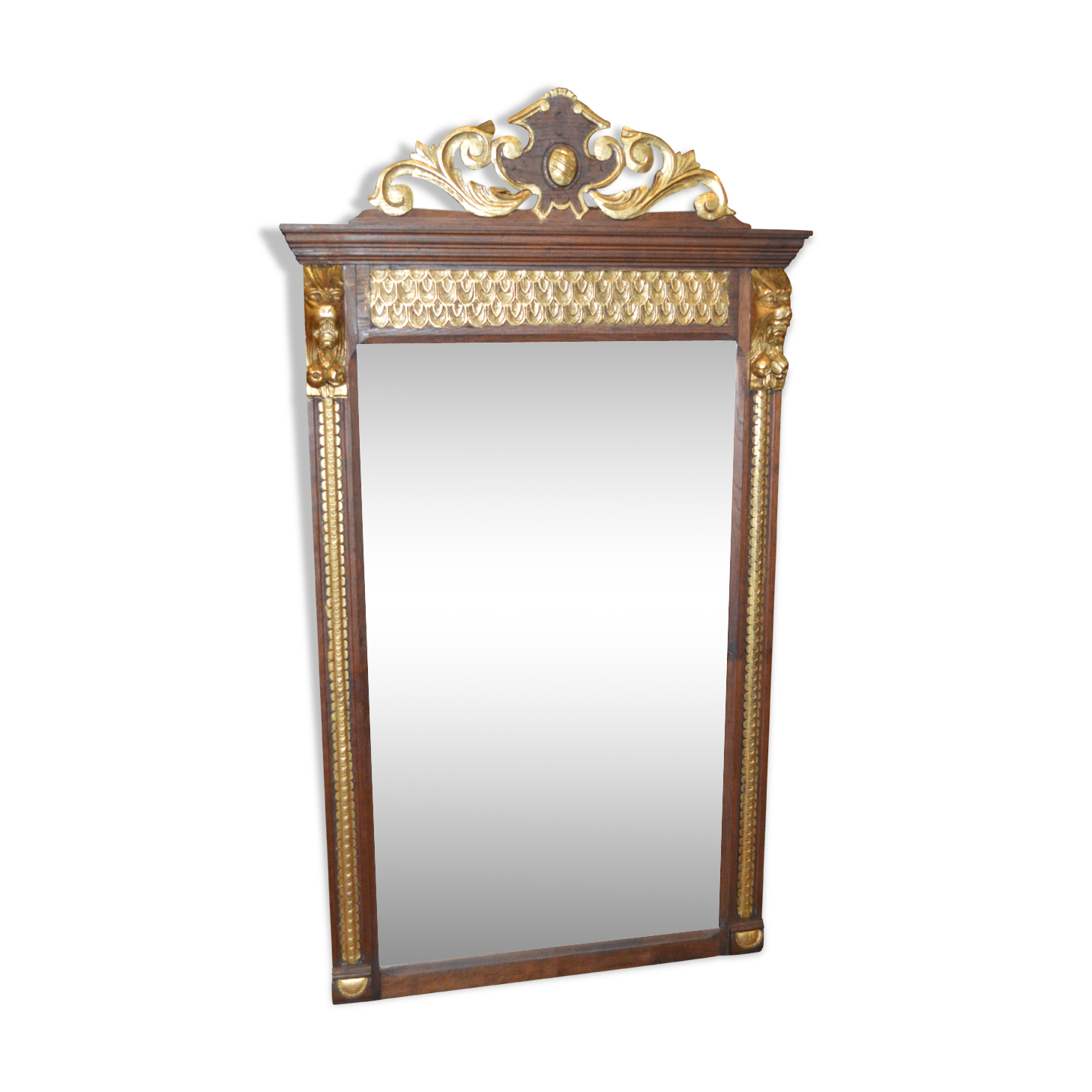 Gilded patinated oak mirror - 144x81cm