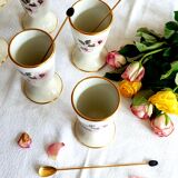 Lot of 6 porcelain mazagrans with golden spoons