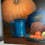 Tableau huile sur toile style naiif  nature morte 1985 signe laurent berger