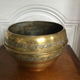 Art Deco brass pot cover