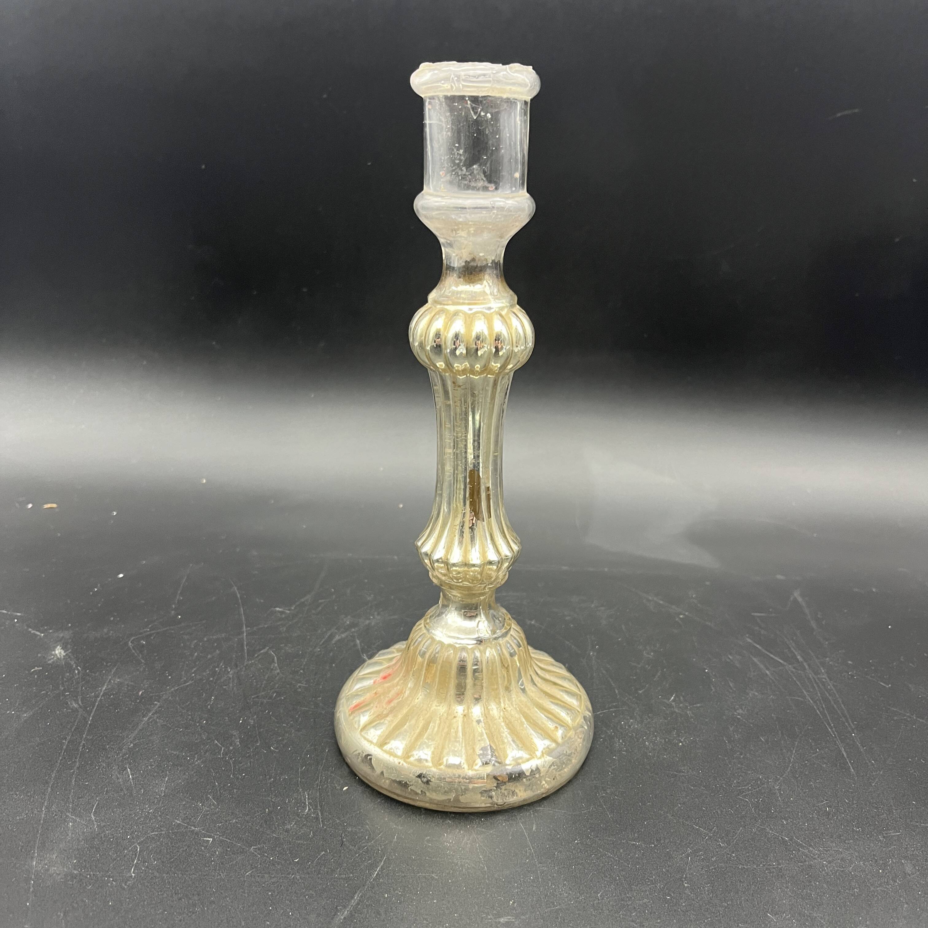 Bougeoir en verre eglomisé XIXe 19e