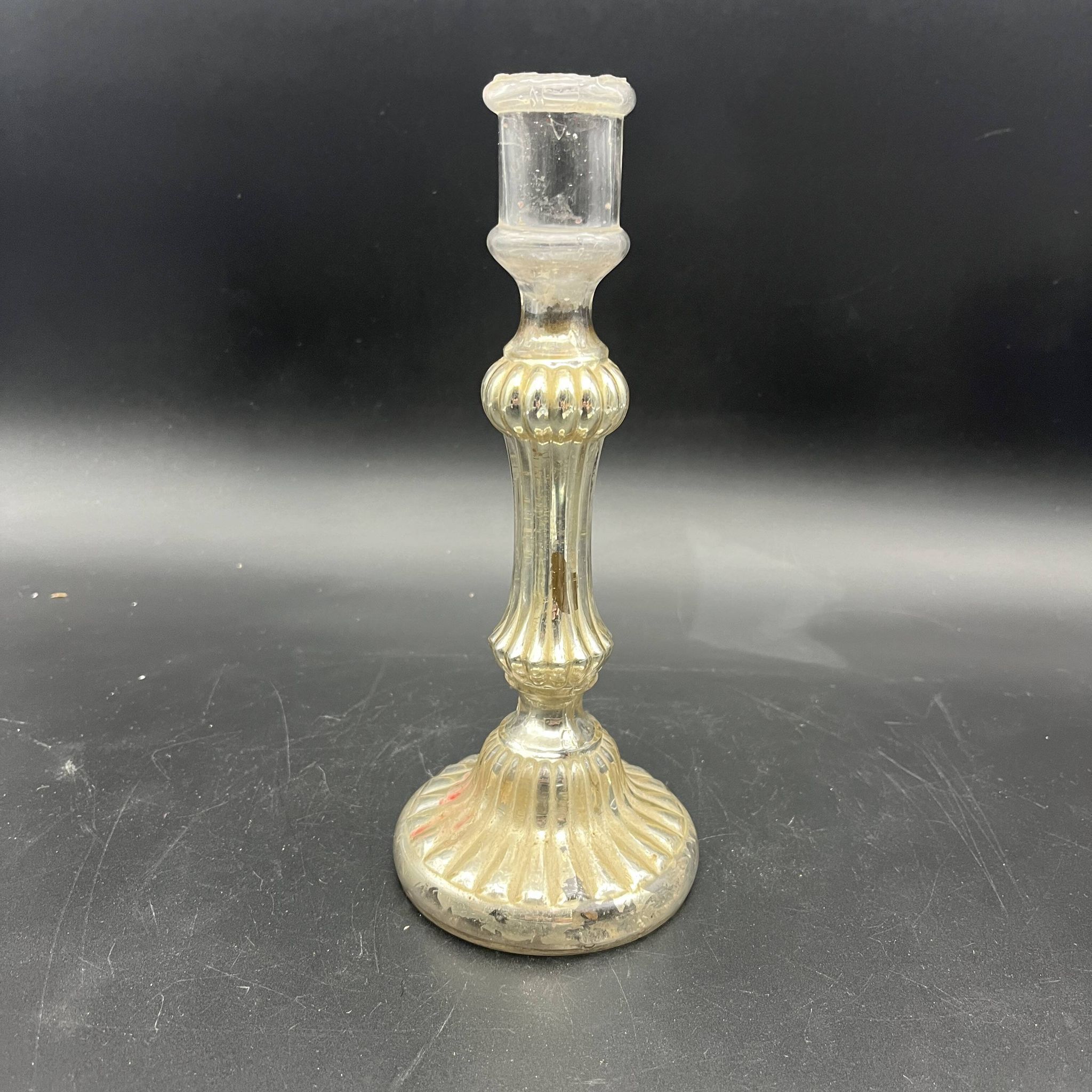 Bougeoir en verre eglomisé XIXe 19e