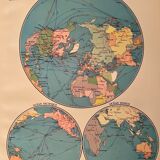 Old lithograph world map of 1951 (large format)