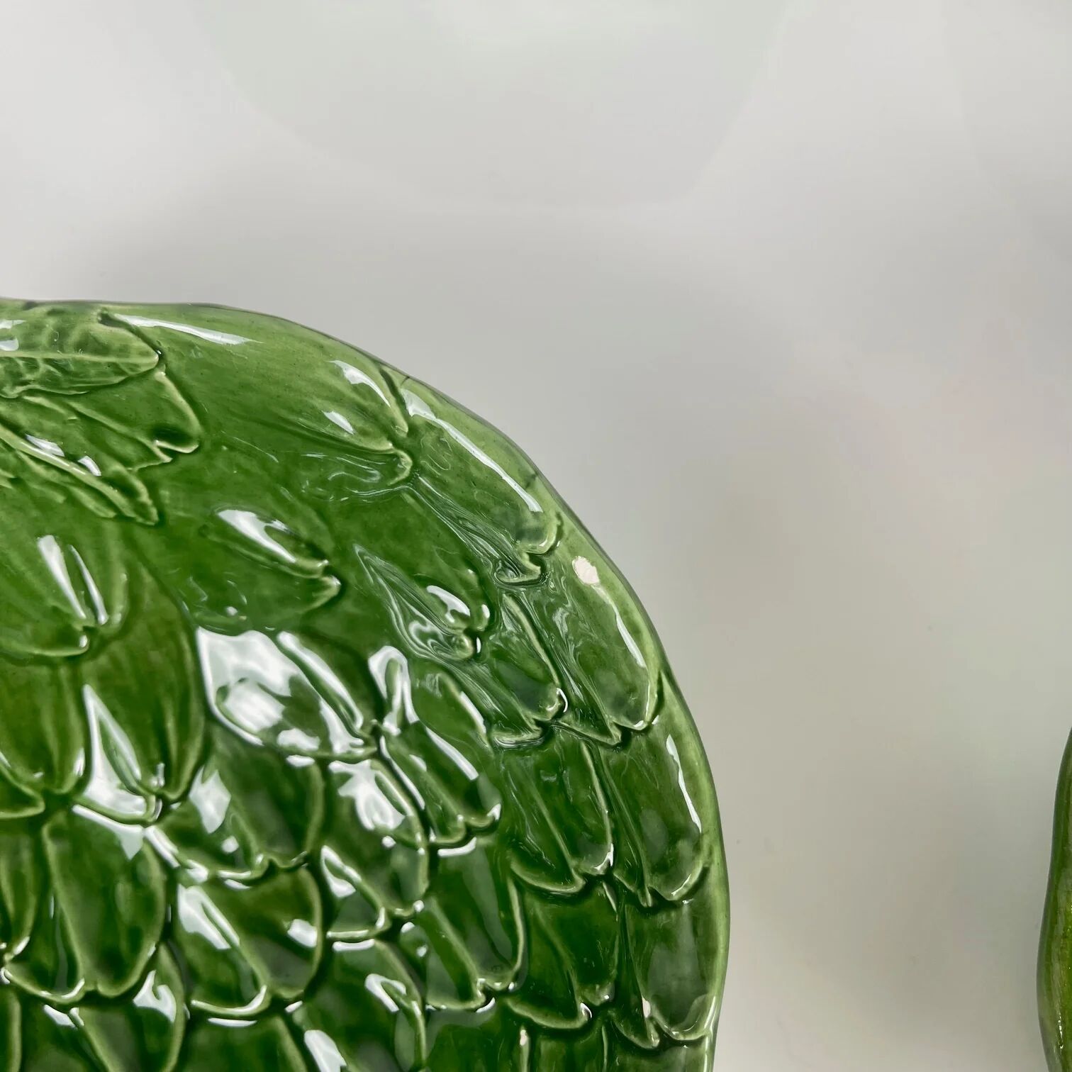 Salad service green leaf artichoke vintage salad bowl + 6 bowls 70s
