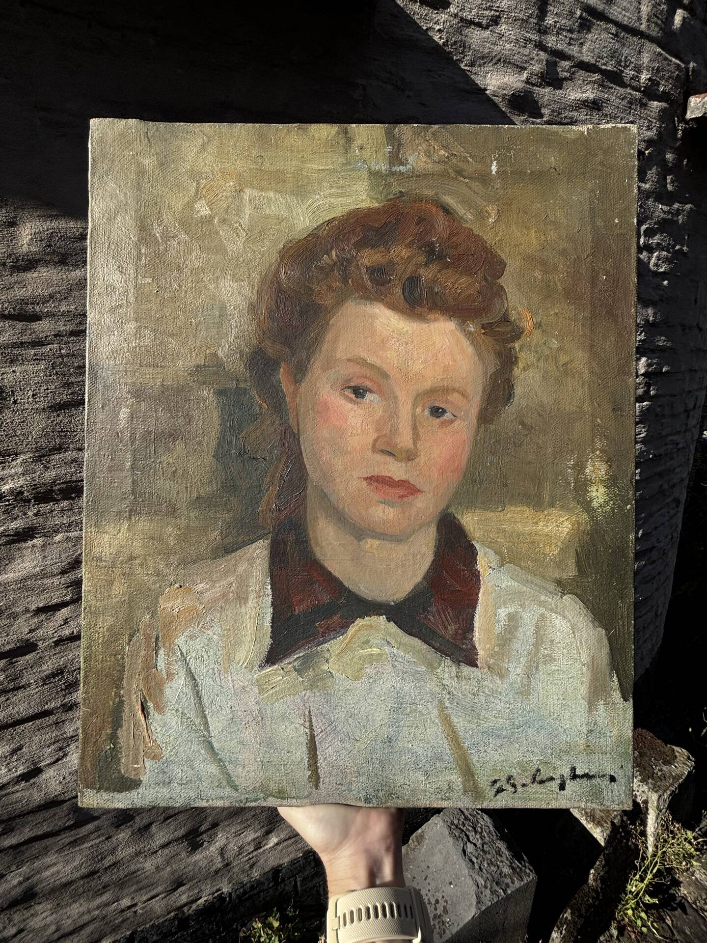 Portrait à l'huile d'une jeune femme par Gustave Balenghien