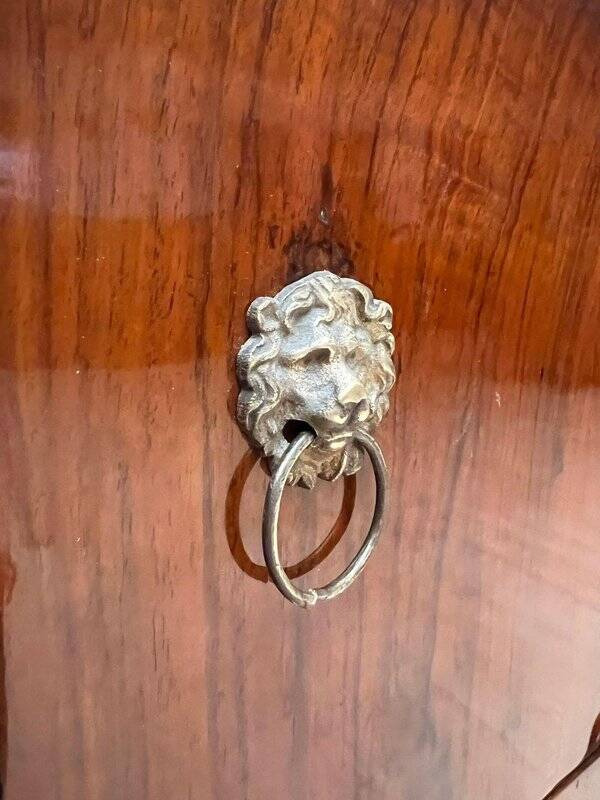 Empire Nightstands in Walnut with Full Columns in Gilt Brass, Italy, 1810, Set of 2