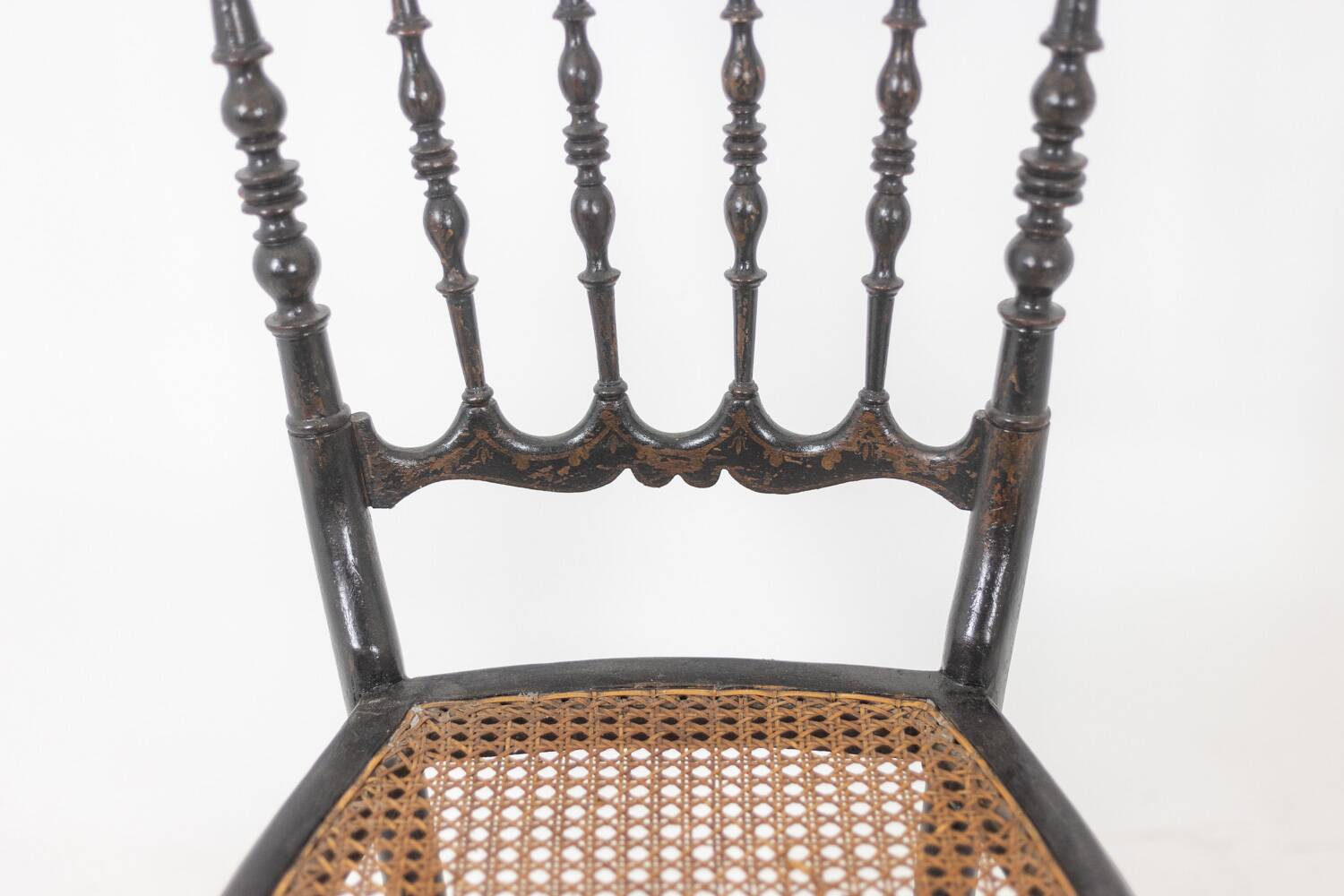 Cane chair in turned and blackened wood. Napoleon III.