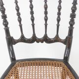 Cane chair in turned and blackened wood. Napoleon III.