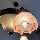 Chandelier in glass paste and bronzed metal