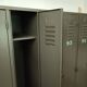 Industrial gray metal locker with 6 doors