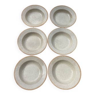 6 Hollow sandstone plates speckled Tulowice mid century XXe