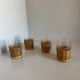Set of 4 Vintage Set Schott Mainz Clear Glasses With Wicker Cup Holder
