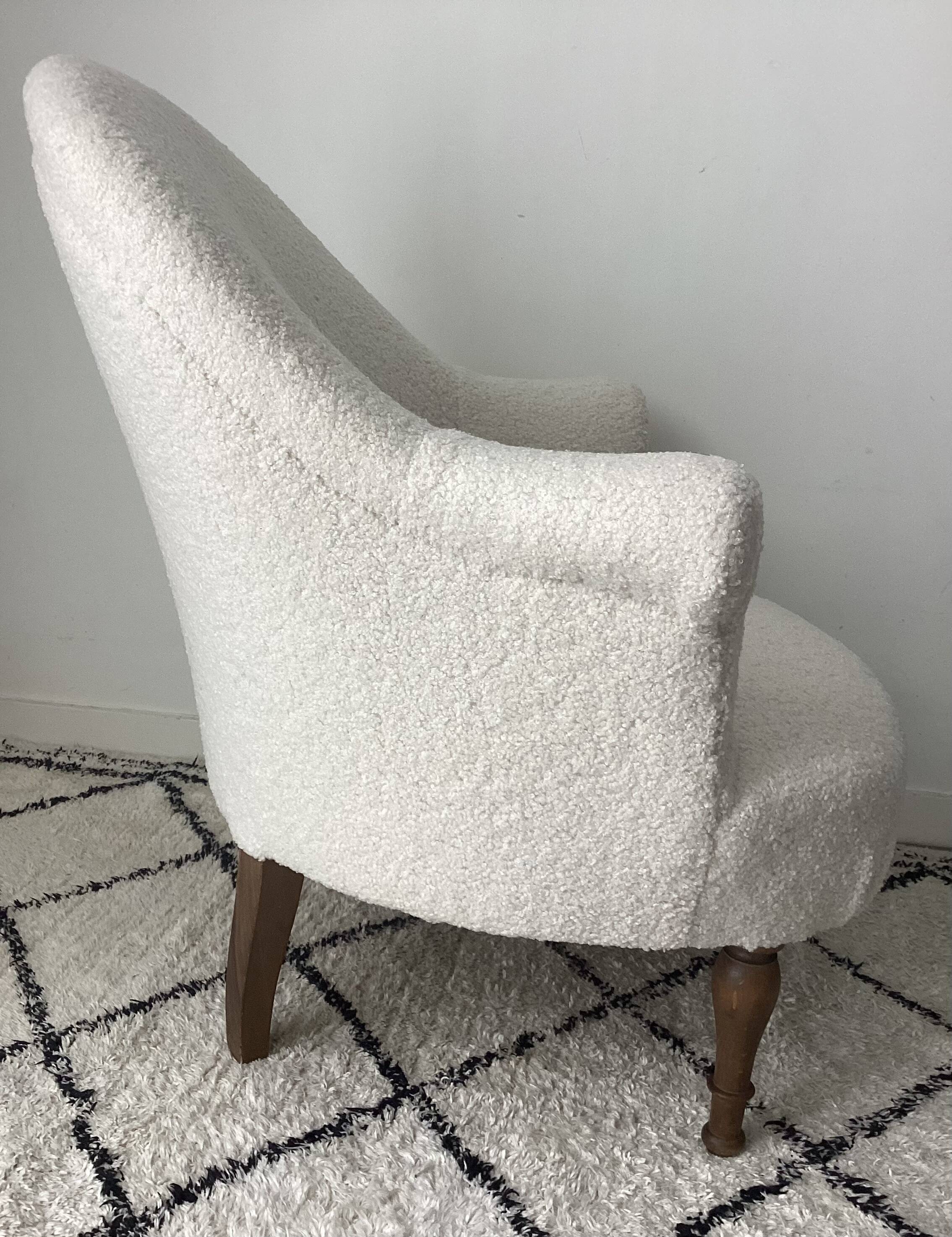 Fully restored toad chair with bouclette fabric