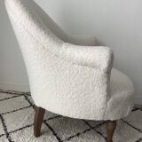 Fully restored toad chair with bouclette fabric