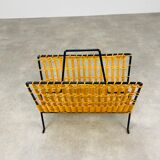 Magazine holder 50s rattan and metal