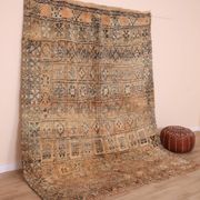 Peach Vintage Moroccan Rug 210 x 270 cm, Berber Wool Rug, Handmade Boho Rug