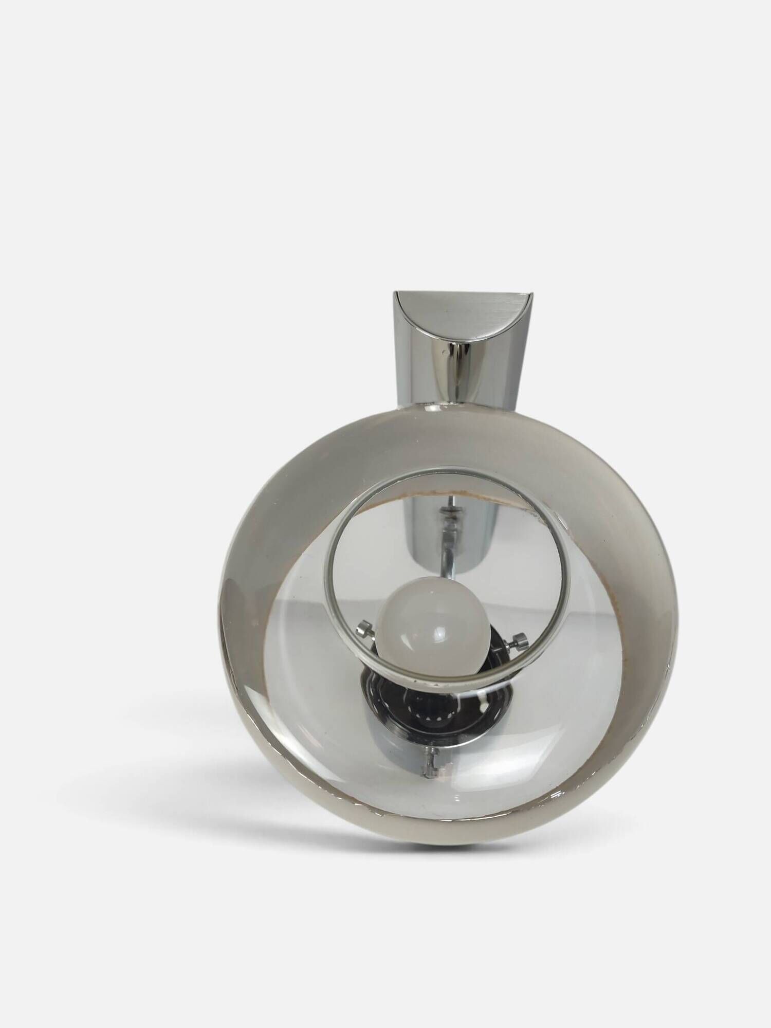 Space Age wall light in chrome with glass globe – 1970s