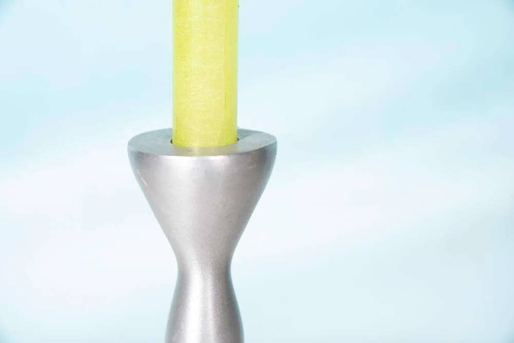 Set of space age candlesticks from the 70s/80s, organic aluminium.