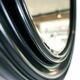 1970s dark green wooden Italian round wall mirror