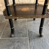 Table d’appoint marquetée sellette style Napoléon III bois effet bambou