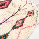 Moroccan Berber rug Azilal, ecru with colorful patterns, 2.10x1.54m