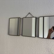Vintage 1960 triptych mirror barber hairdresser Japonese style - 25 x 60 cm