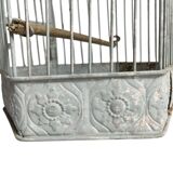 Vintage hexagonal metal birdcage from around 1940.