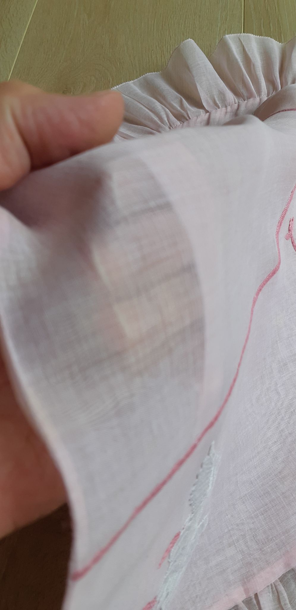 Children's pillowcase sewn and embroidered by hand
