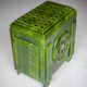 Art deco wood stove, green enamelled wood stove, interior decoration