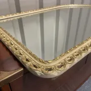 Vintage 1950s John Halls Galvo Cream and Gold Wood Wall Mirror
