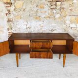 Vintage low row in flame walnut, by G N B , Circa 60