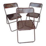 vintage perforated metal folding chair –