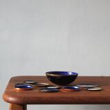 Vintage brass & enameled plates, set of 10