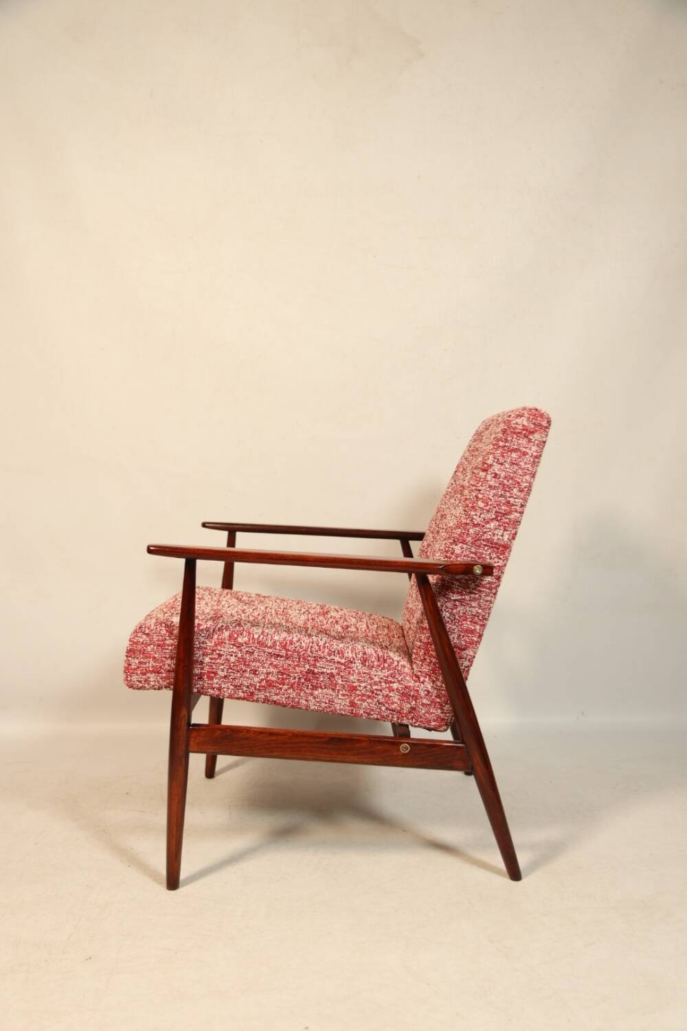 Vintage armchair and footrest red lobster Boho style fabric design by H.Lis 300-190 model