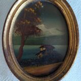 2 miniature paintings in golden frames