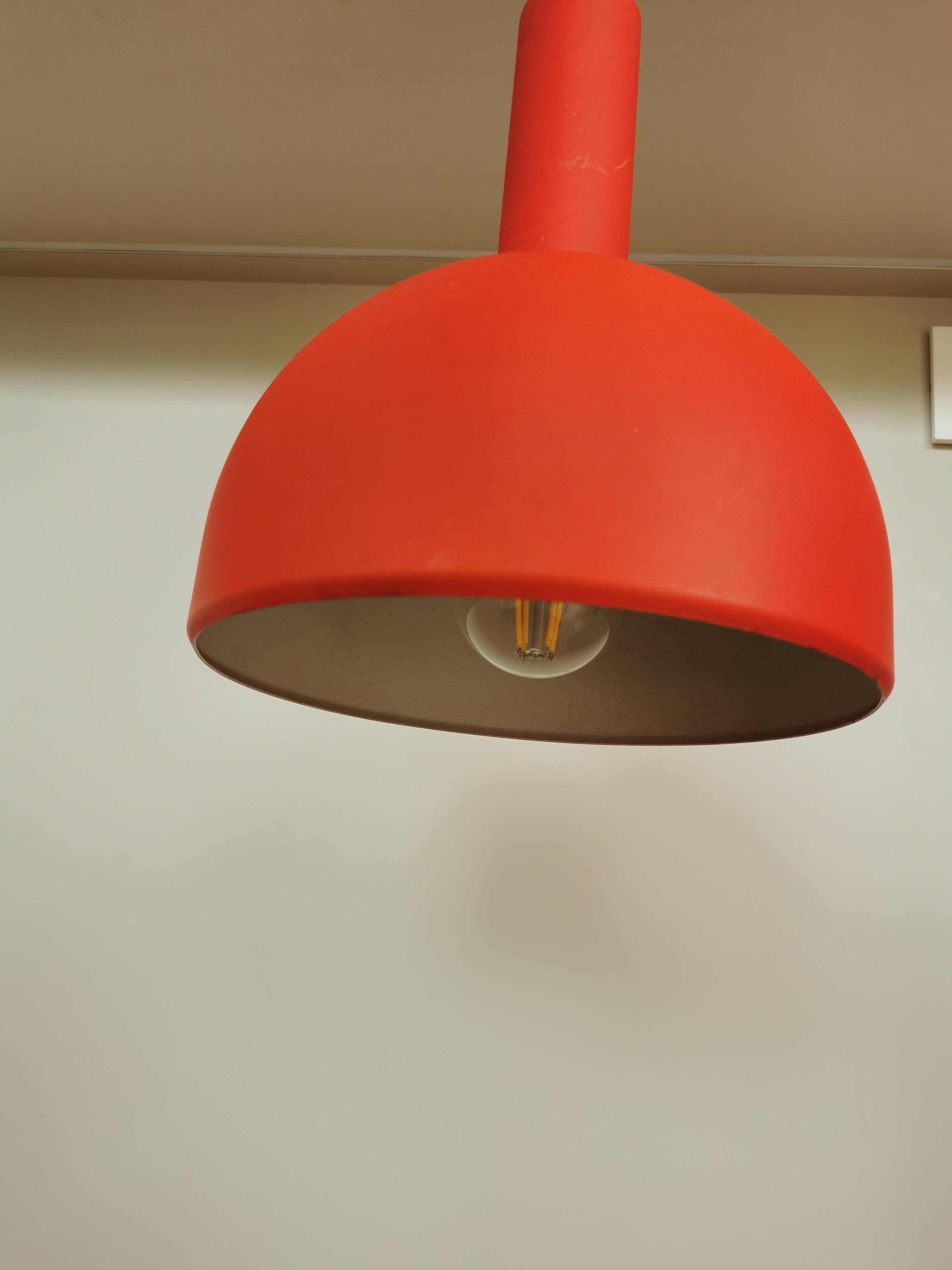 Vintage Orange Chrome Pendant Light: 1970s Space Age Lamp