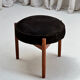 Teak and suede footstool, Hugo Frandsen, Spottrup Mobelfabrik, Denmark