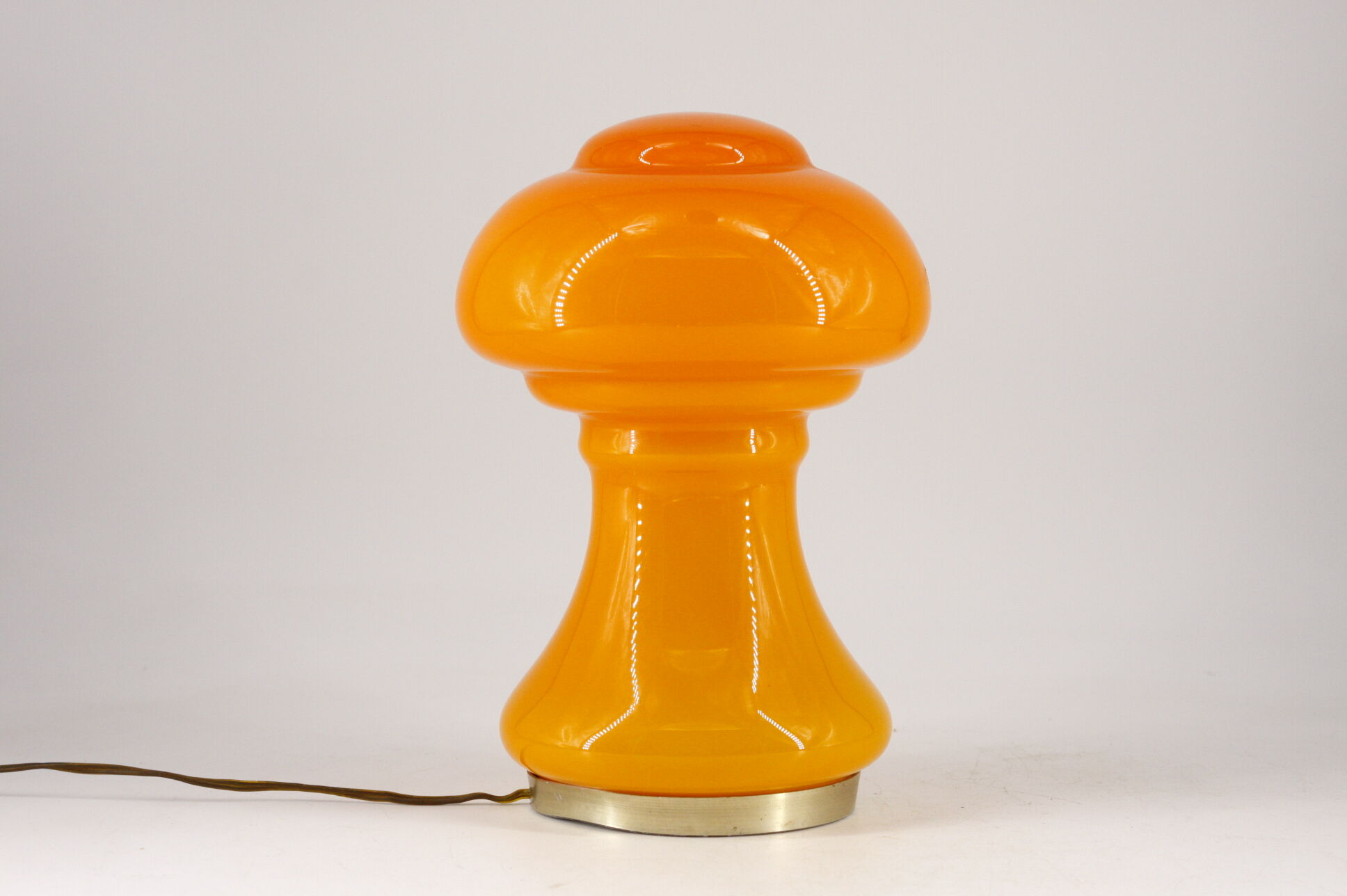 2 table lamp mushroom glass orange France 60s.