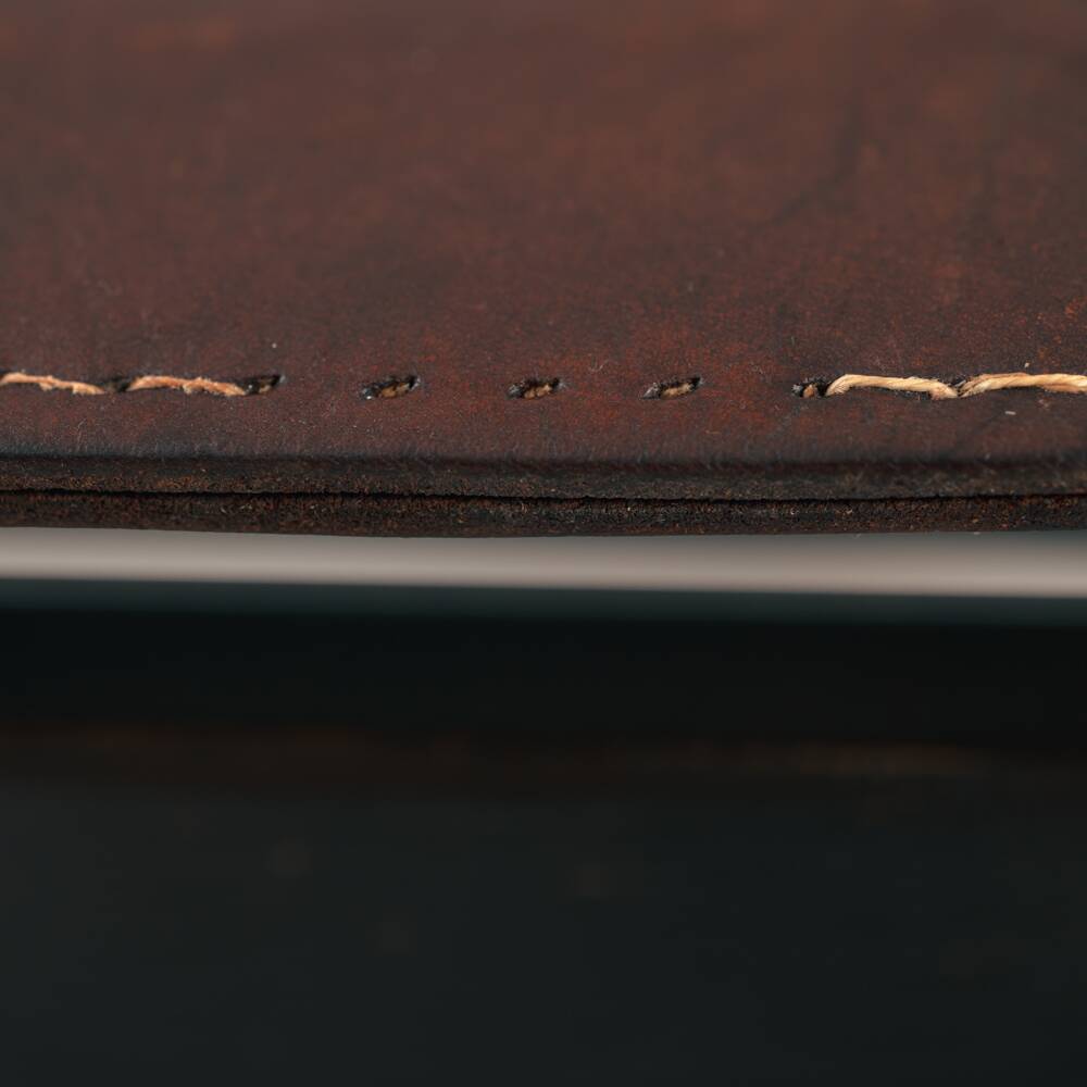 Vintage Brutalist Hide Leather and Wood with Rope Dining Chairs, Set of 2