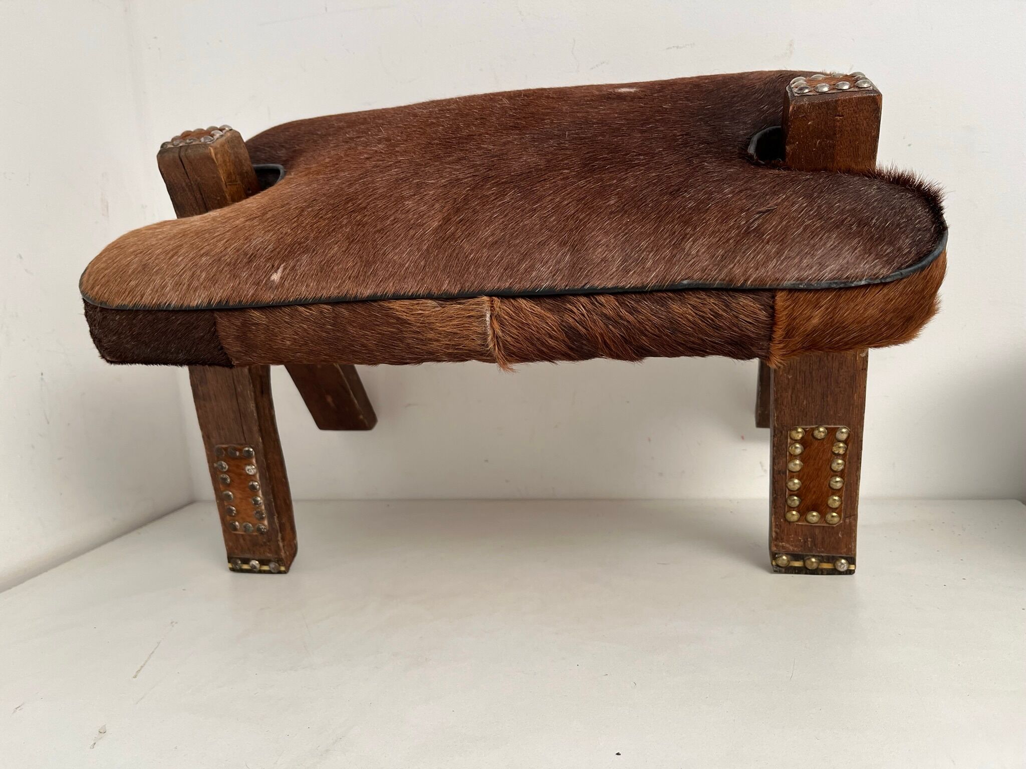 Vintage cowhide footrest