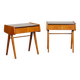 Paire de tables de nuit vintage, bois et formica, 1970