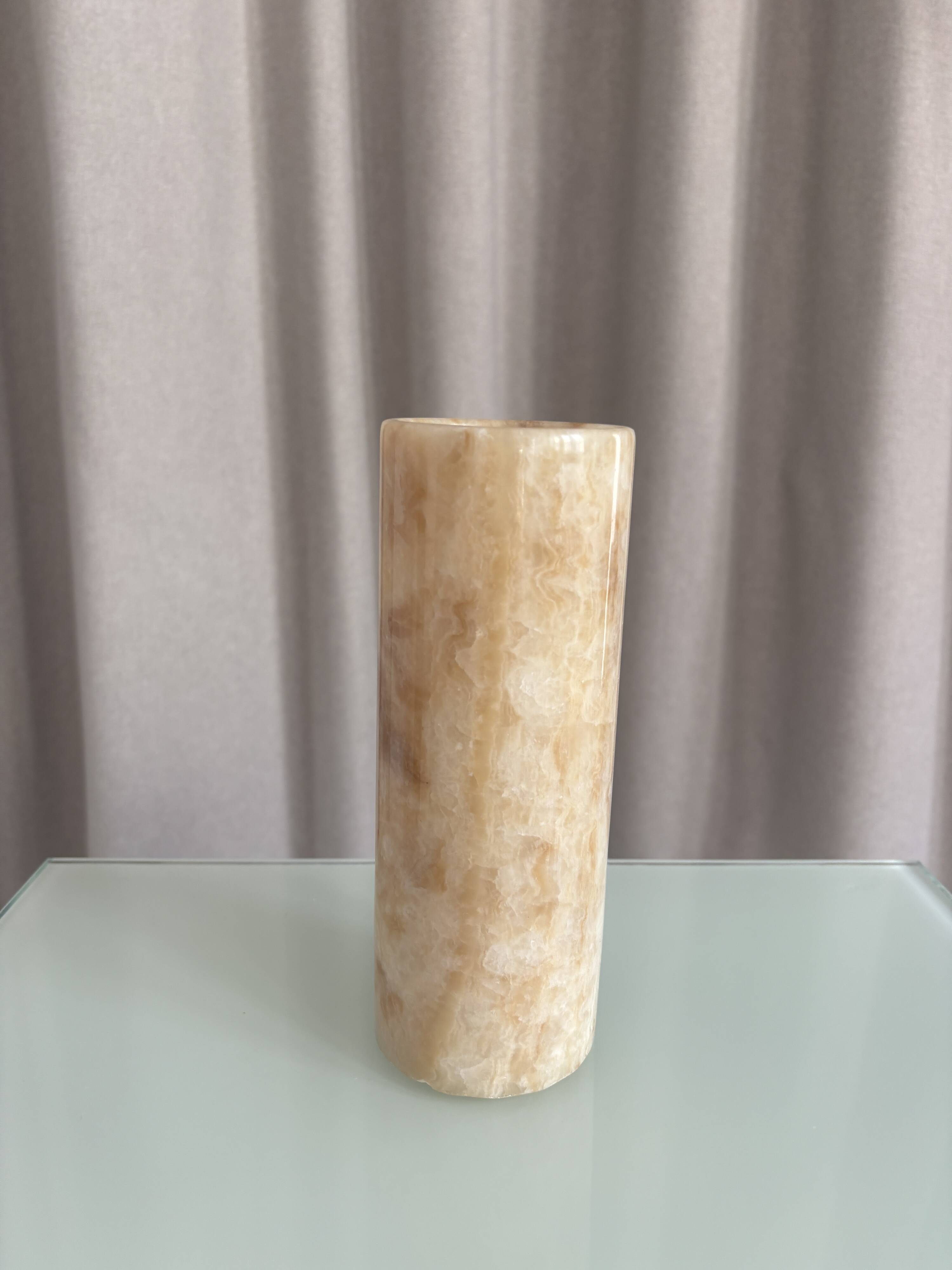 Vintage cylindrical onyx vase