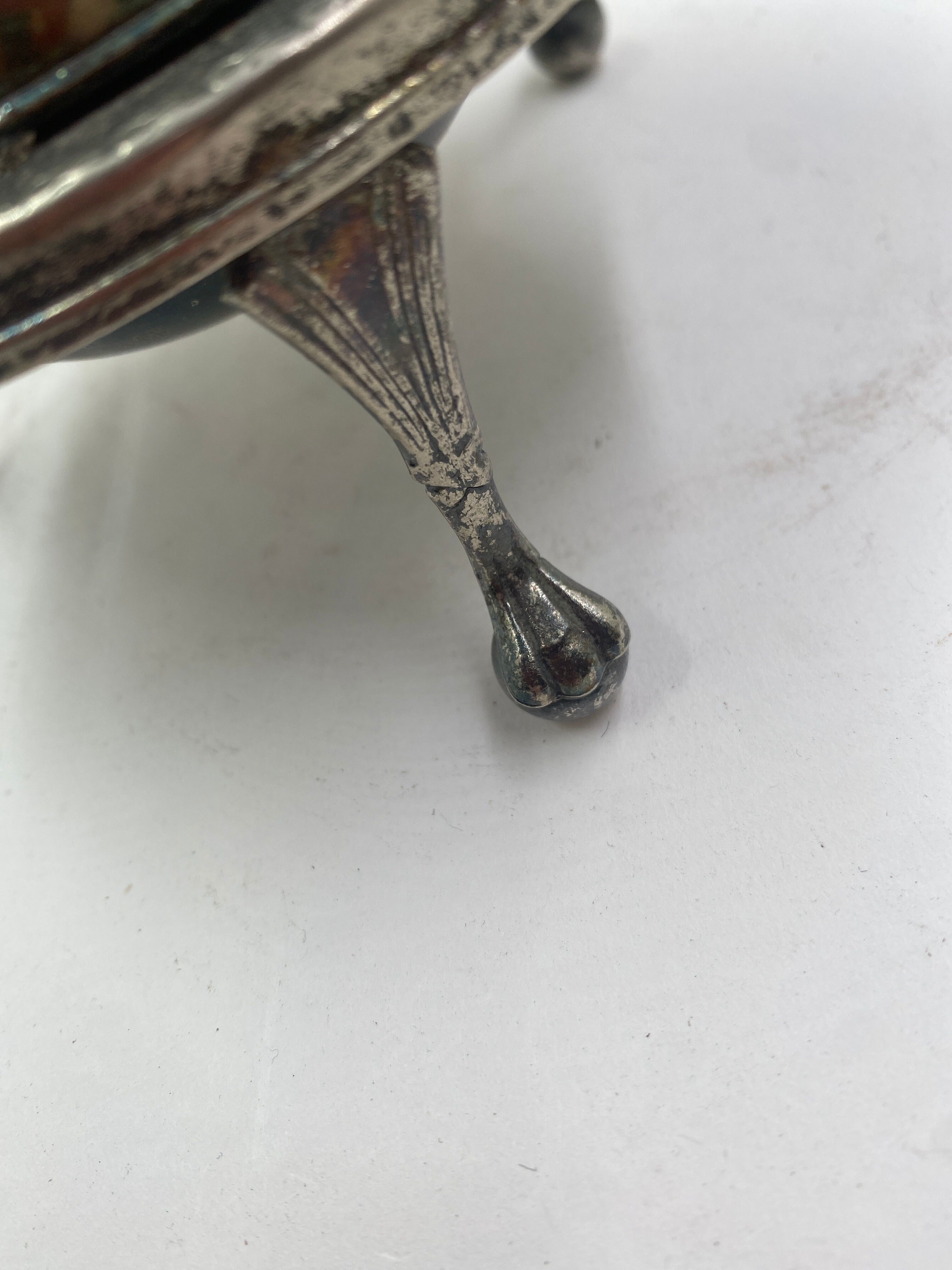 Silver metal butter dish