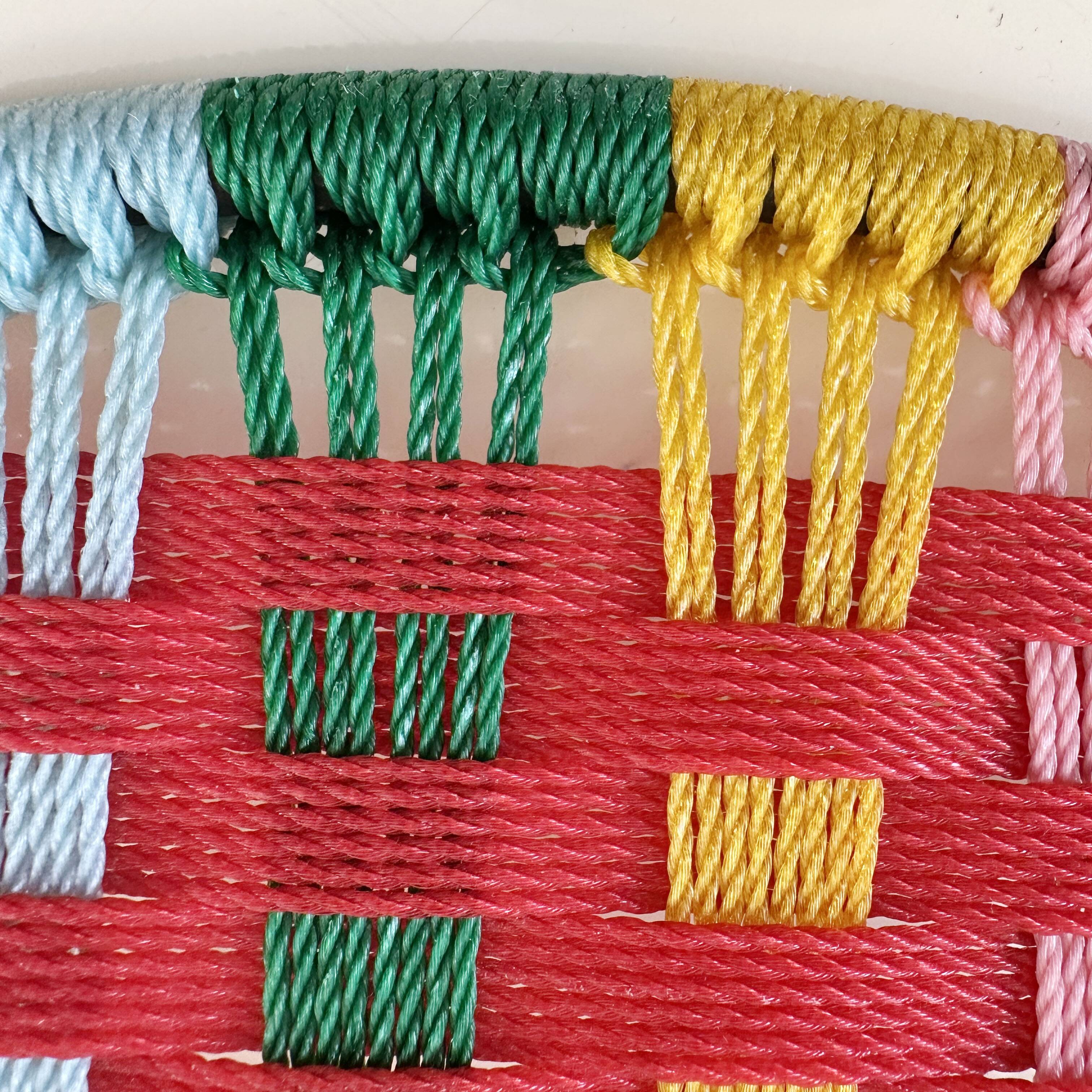 Vintage children's armchair in metal and multicolored braided wire from Togo