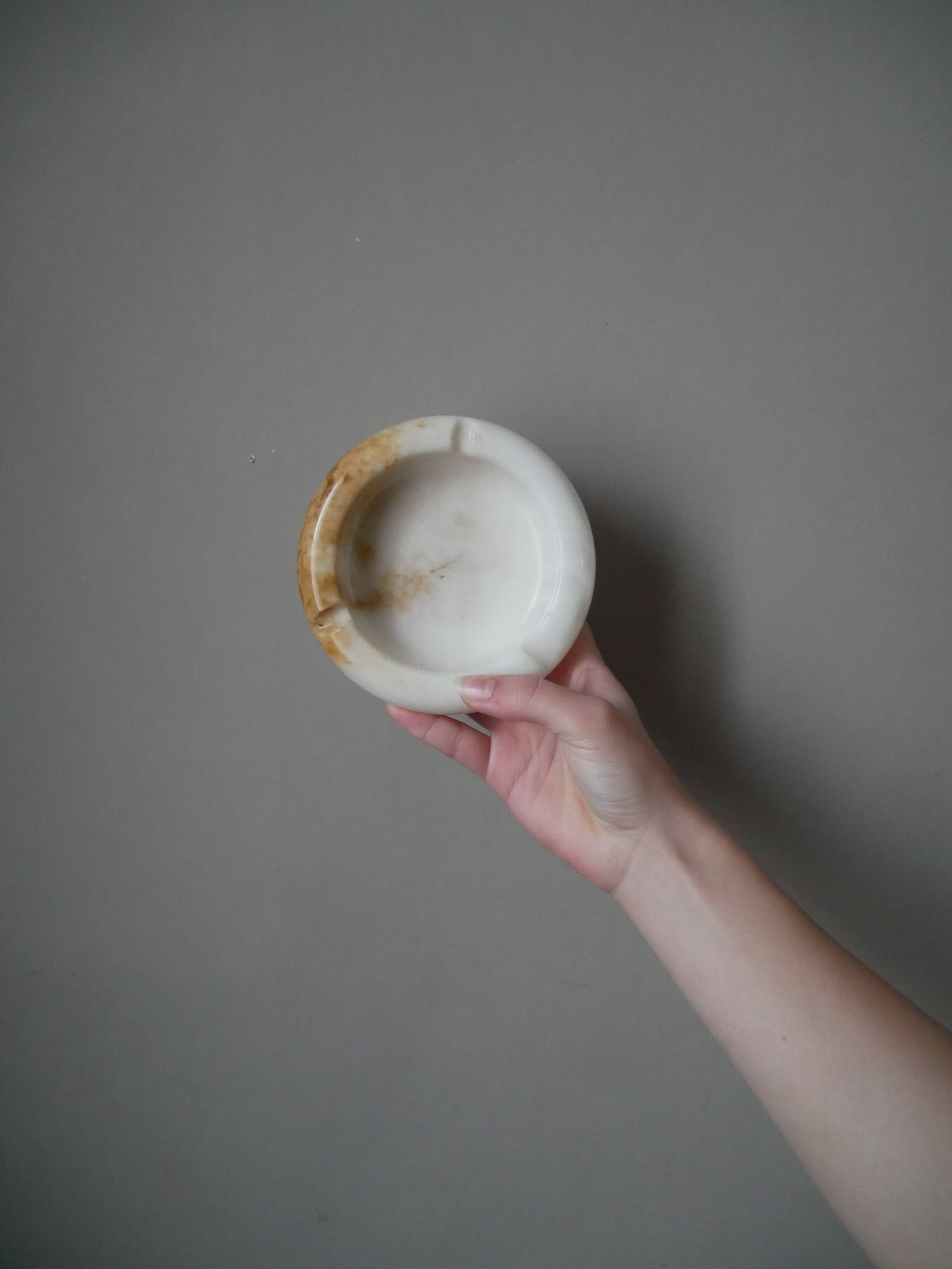 Vintage mineral stone ashtray, handcrafted country decoration