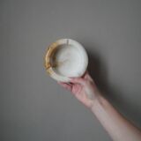 Vintage mineral stone ashtray, handcrafted country decoration