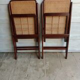 Vintage folding cane and wood chairs